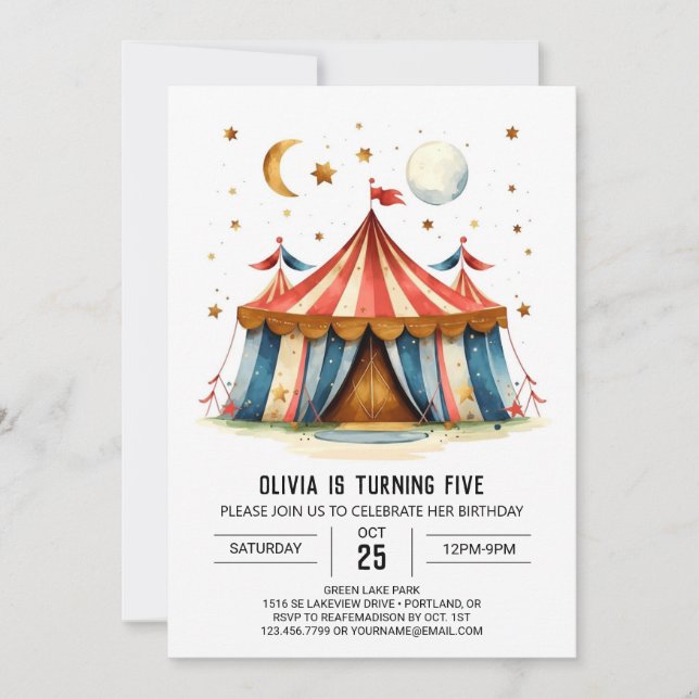 Custom Printable Joy Circus Birthday Invitation (Front)