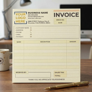 Custom Printable Sales invoices   Company Logo Notepad