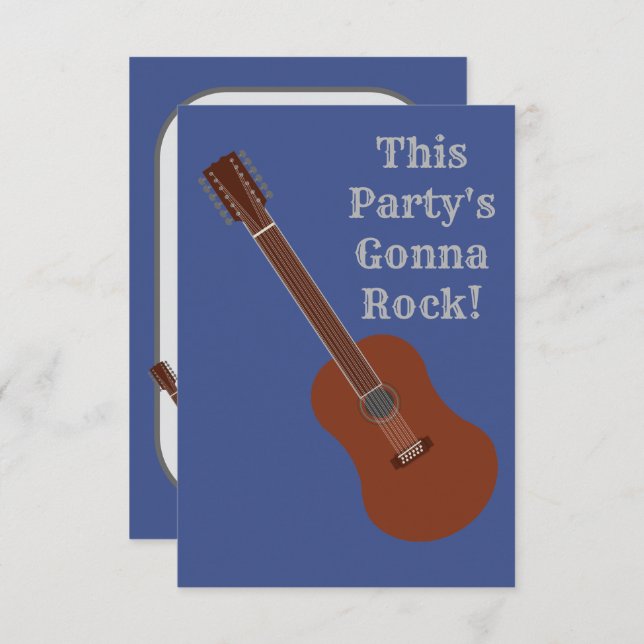 Custom Printed 12-String Guitar Party Invitations (Front/Back)