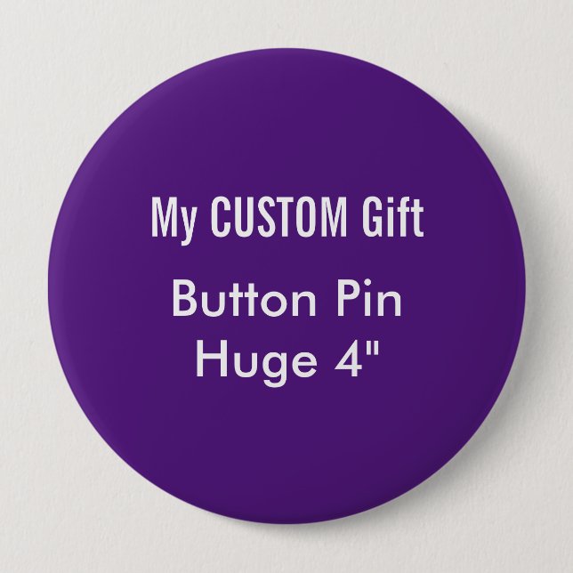 Custom Printed 4" Huge Button Badge Pin PURPLE (Front)