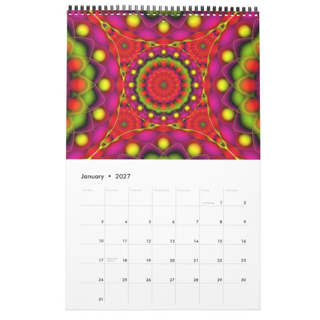 Custom Printed Calendar 2014 Mandala Psychedelic (Jan 2027)
