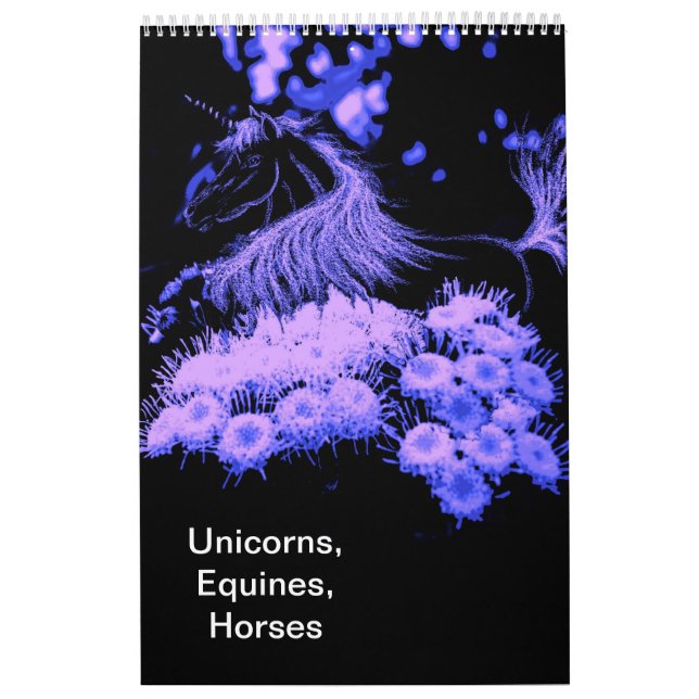 Custom Printed Calendar ,UNICORNS,EQUINES,HORSES (Cover)