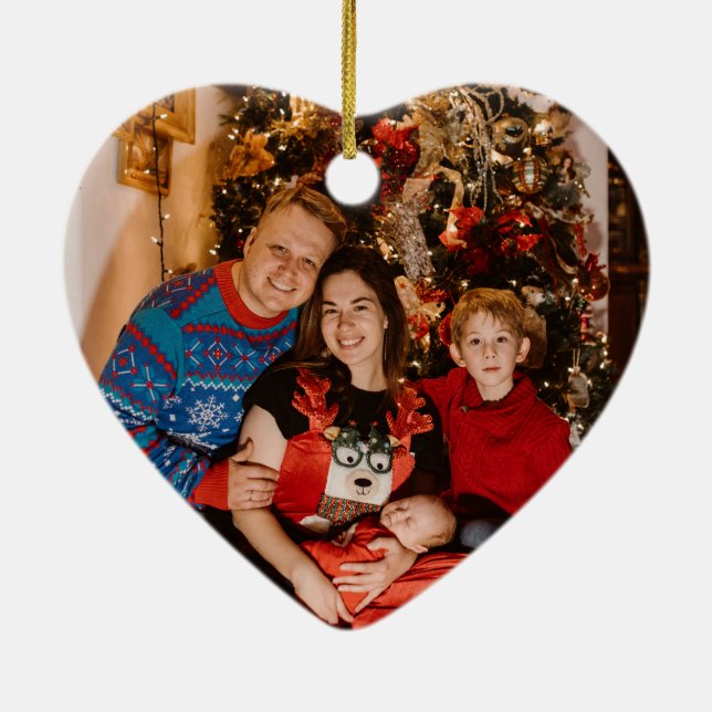 Custom printed ceramic heart shaped photo ornament (Back)