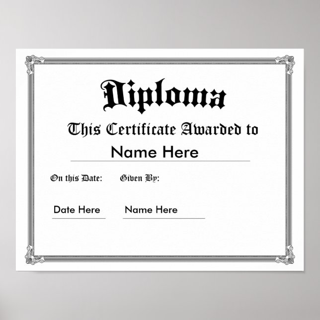 Custom Printed Diploma Poster (Front)