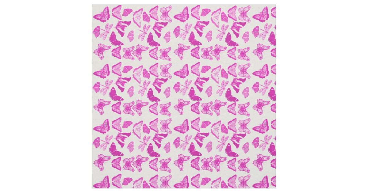 Custom Printed Pink Butterfly Fabric Zazzle.co.uk