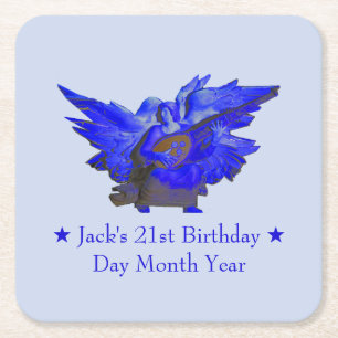 Custom Printed Pulpboard Coasters, Blue Angel Square Paper Coaster