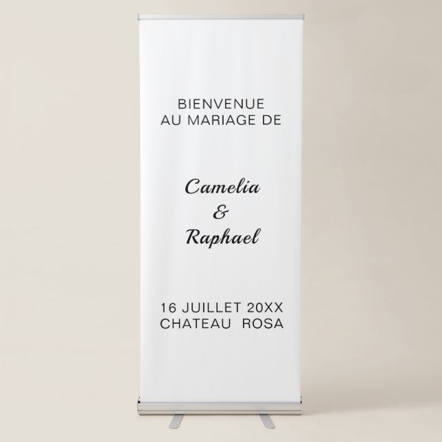 Custom printed Wedding Fabric Signage Modern Retractable Banner (Front)