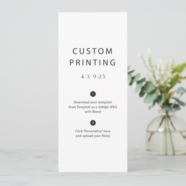 Custom Printed Wedding Menu Template (Standing Front)