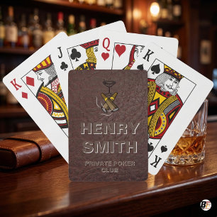 Custom Private Poker Club Leather Texture Playing Cards
