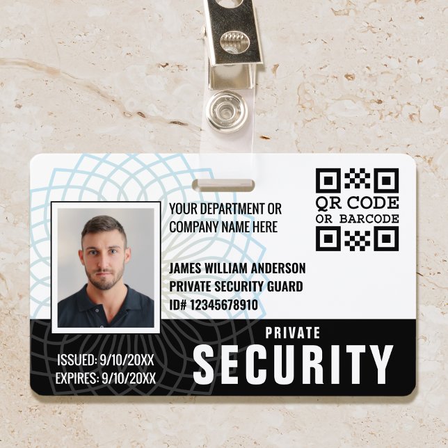 Custom Private Security Guard ID Photo Black ID Badge (Creator Uploaded)
