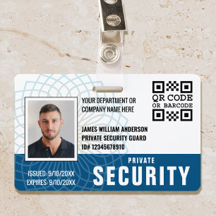 Custom Private Security Guard ID Photo Blue Badge