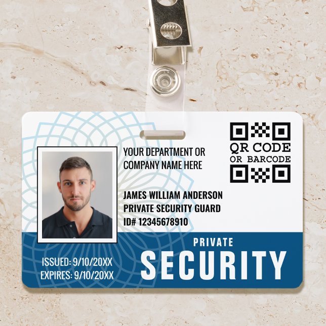 Custom Private Security Guard ID Photo Blue ID Badge (Creator Uploaded)
