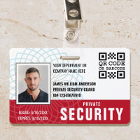 Custom Private Security Guard ID Photo Red