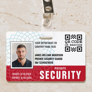 Custom Private Security Guard ID Photo Red Badge