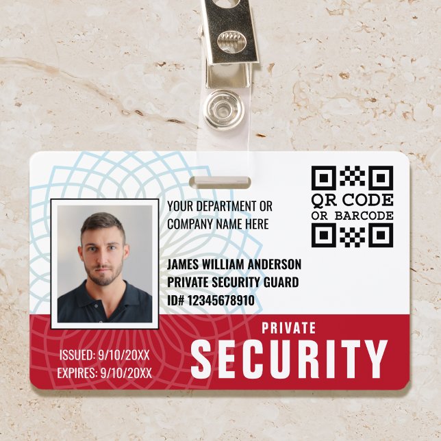 Custom Private Security Guard ID Photo Red ID Badge (Creator Uploaded)