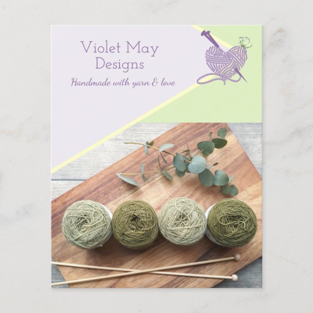 Custom Product Photos Handmade Yarn Craft Business Flyer (Front)