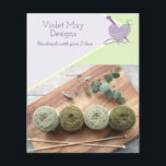 Custom Product Photos Handmade Yarn Craft Business Flyer<br><div class="desc">Feminine flyers - ideal for your knitting, crochet, macrame or other yarn craft business. The design features a heart-shaped ball of yarn and knitting needles and a colour palette of pastel green, purple and yellow. The template is set up for you to add your company name and tagline (or you...</div>