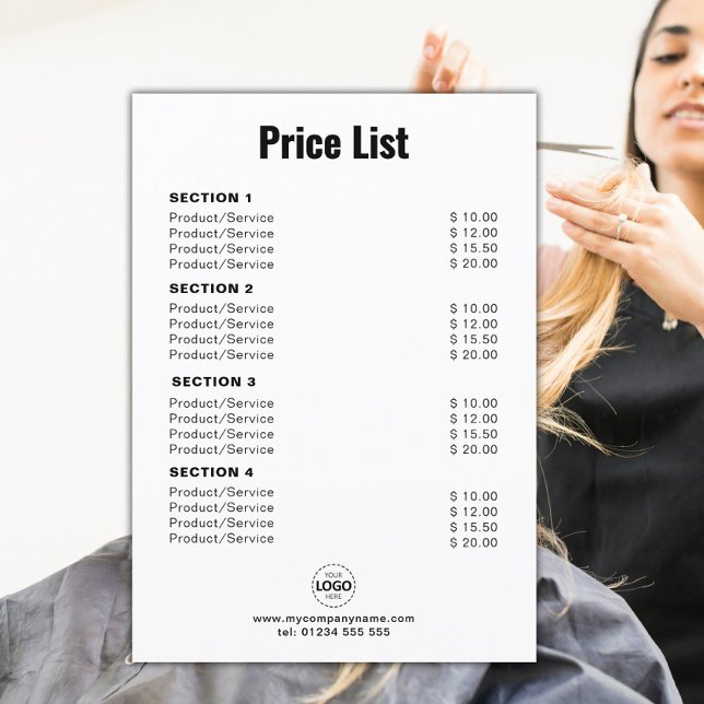 Custom Product/Services Simple White Services Menu (Creator Uploaded)