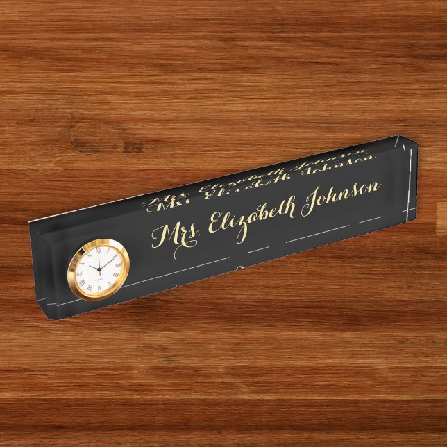 Custom Professional Black Elegant Teacher School Nameplate (Custom Professional Black Elegant Teacher School Desk Name Plate)