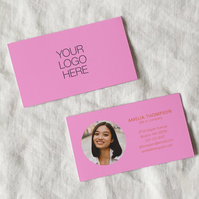 Custom Professional Business Logo Photo Pink Card (Creator Uploaded)