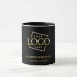 Custom Professional Business Logo Promotional Mug<br><div class="desc">Unleash the power of your brand with our Black Professional Business Logo Mug. Elevate your business image effortlessly with a touch of gold on a sleek black canvas. Perfect for showcasing your logo,  name,  and title. Make a lasting impression at every sip. Elevate your brand effortlessly!</div>