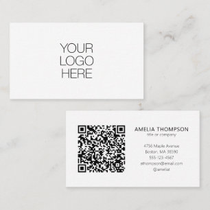 Custom Professional Business Logo White QR Code Business Card