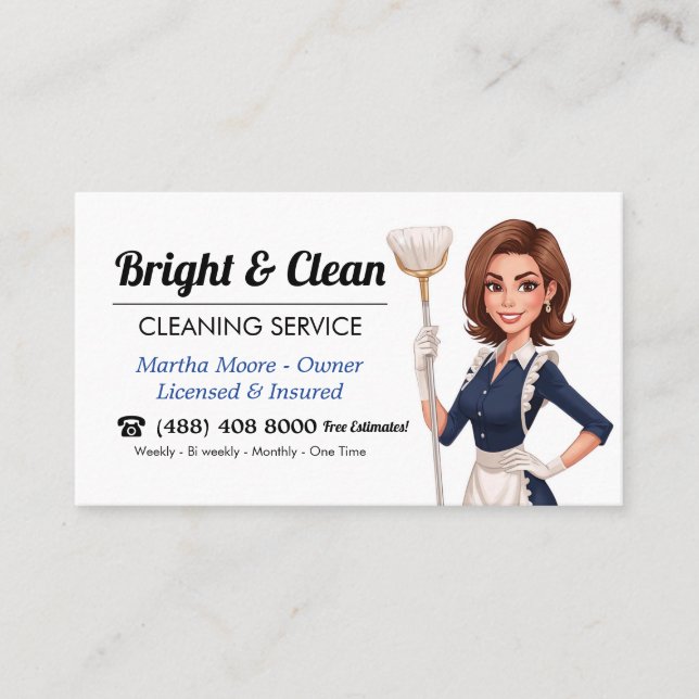 Custom Professional Cleaning Service Business Card (Front)