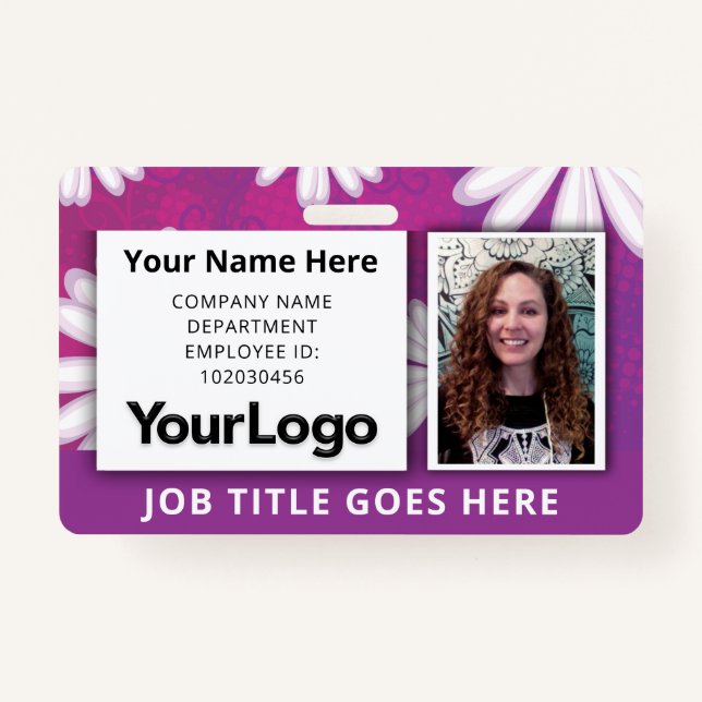 Custom Professional Corporate Employee Photo Name  ID Badge (Front)