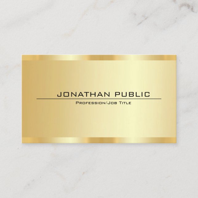 Custom Professional Elegant Faux Gold Template Business Card (Front)