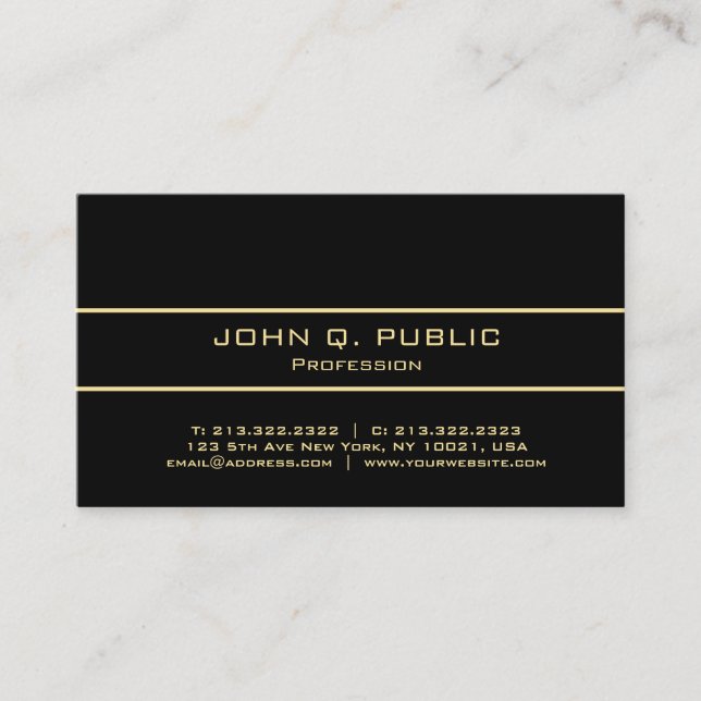 Custom Professional Elegant Modern Black And Gold Business Card (Front)