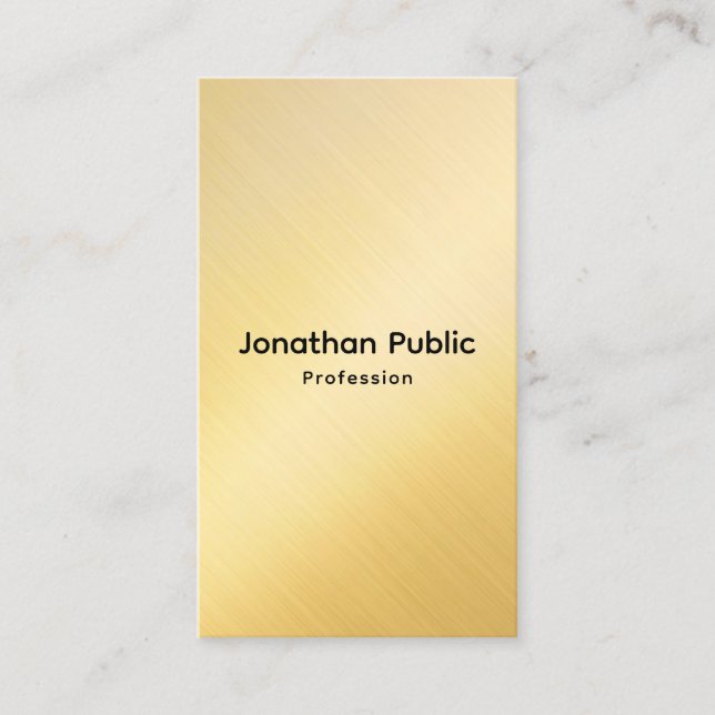 Custom Professional Elegant Template Faux Gold Business Card (Front)