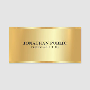 Custom Professional Elegant Trendy Glamourous Gold Name Tag