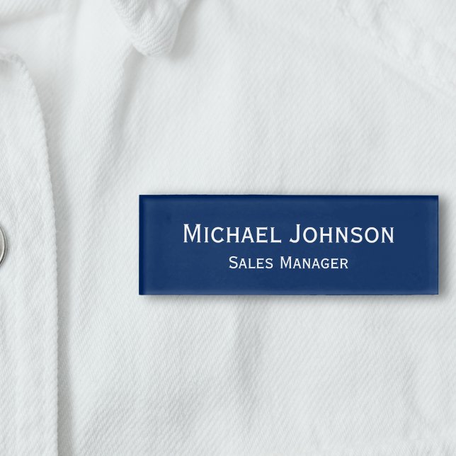 Custom Professional Executive Plain Blue Magnetic Name Tag (Custom Professional Executive Plain Blue Magnetic Name Tag)