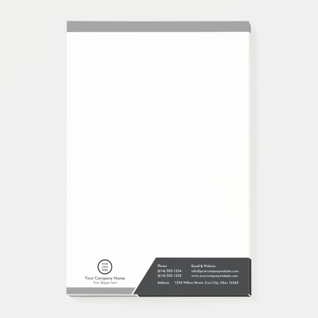 Custom Professional Logo Branded Black and White  Post-it Notes (Front)