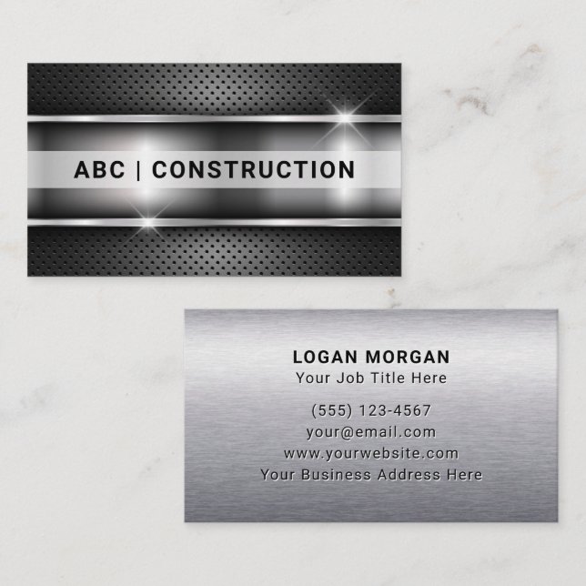 Custom Professional Metallic Construction Business Card (Front/Back)