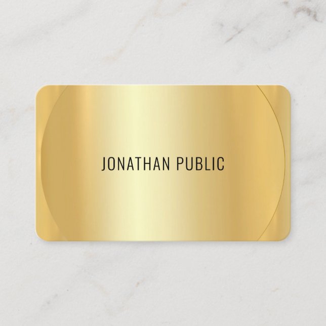 Custom Professional Modern Elegant Faux Gold Luxe Business Card (Front)