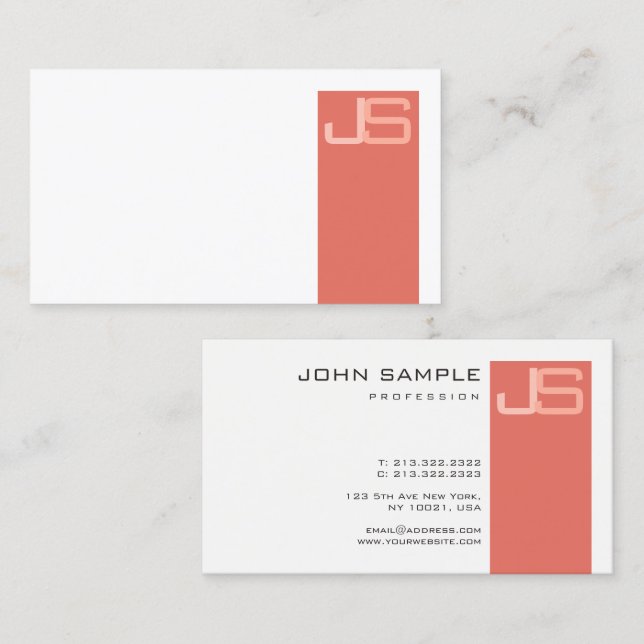 Custom Professional Modern Elegant Monogram Busine Business Card (Front/Back)