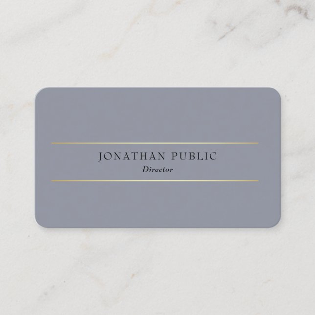 Custom Professional Modern Grey Gold Elegant Business Card (Front)