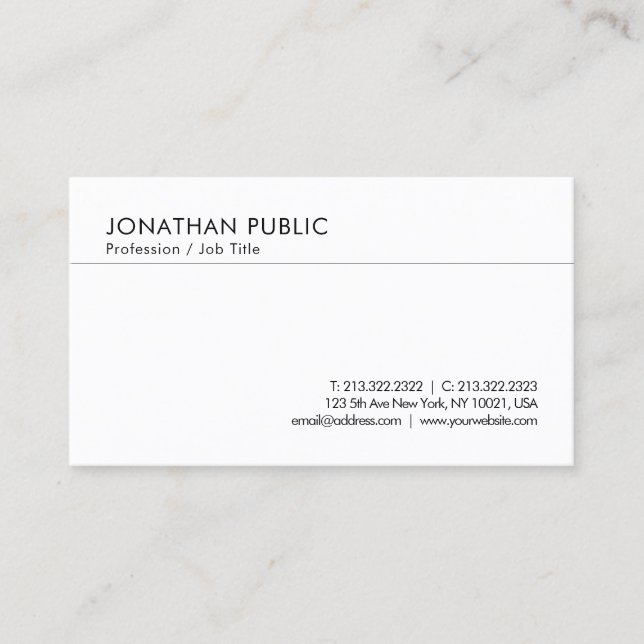 Custom Professional Modern Minimalist Template Business Card (Front)