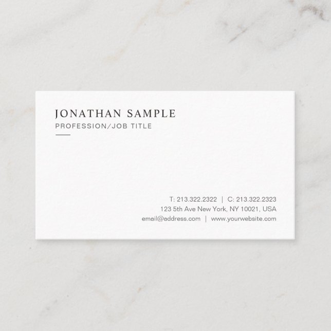 Custom Professional Modern Sleek Minimal Template Business Card (Front)