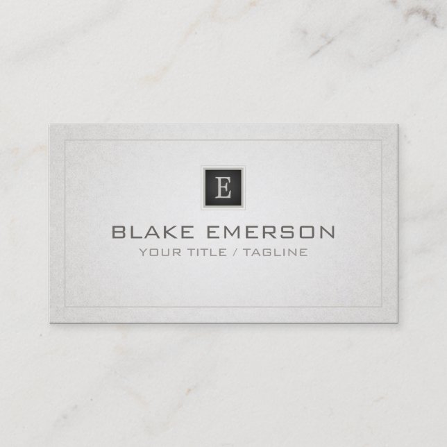 Custom Professional Monogram Business Card - grey (Front)