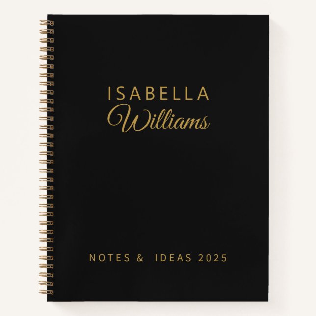 Custom Professional Notebook Modern Black Gold (Front)