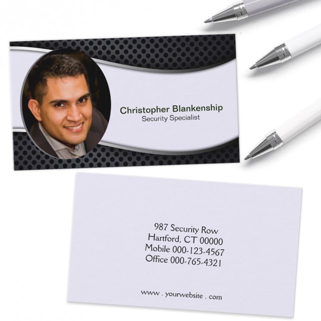 Custom Professional Security Black White Business Card (Creator Uploaded)