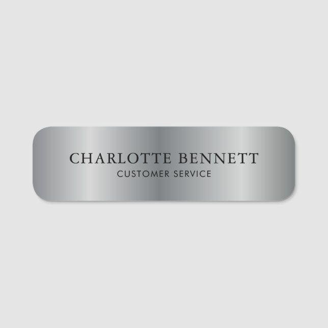 Custom Professional Silver Office Employee Staff Name Tag (Front)