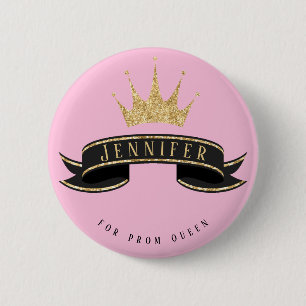 Custom Prom Queen Pink Button