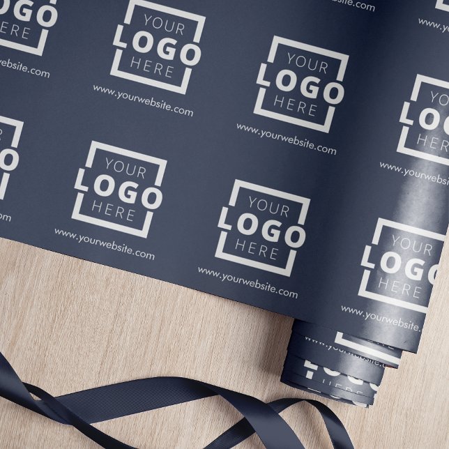 Custom Promotional Business Logo Branded Blue Wrapping Paper (Creator Uploaded)