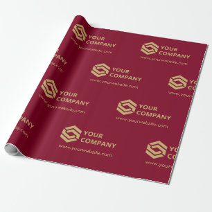 Custom Promotional Business Logo Branded Burgundy Wrapping Paper