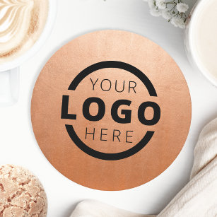Custom Promotional Business Logo Branded Copper Round Paper Coaster