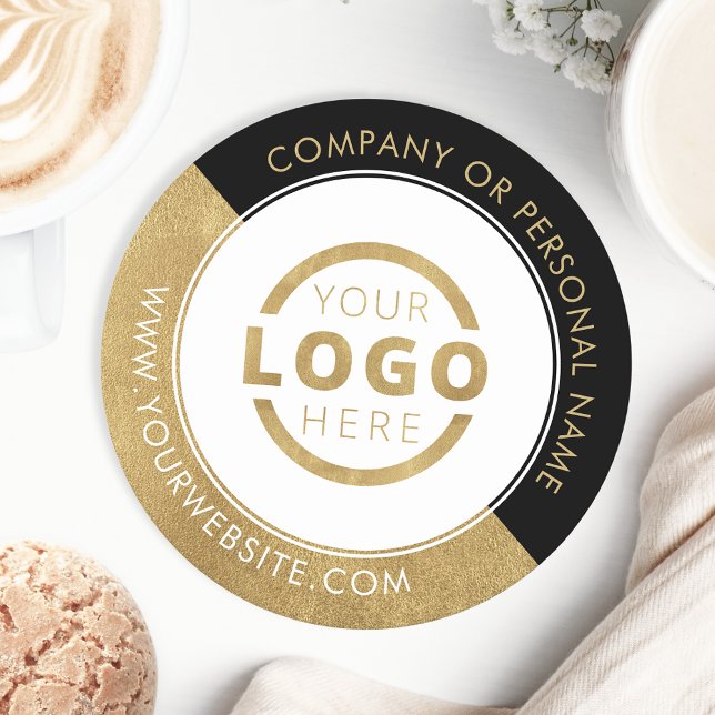 Custom Promotional Business Logo Branded Gold Round Paper Coaster (Creator Uploaded)