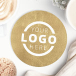 Custom Promotional Business Logo Branded Gold Round Paper Coaster<br><div class="desc">Easily personalise this coaster with your own company logo or custom image. You can change the background colour to match your logo or corporate colours. Customised promotional coasters with your business logo are great for corporate dinner events, or any event where paper coasters would be ideal. If you have a...</div>